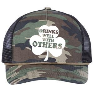 Drinks Well With Others Funny St. Patrick's Day Drinking Retro Rope Trucker Hat Cap