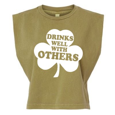 Drinks Well With Others Funny St. Patrick's Day Drinking Garment-Dyed Women's Muscle Tee