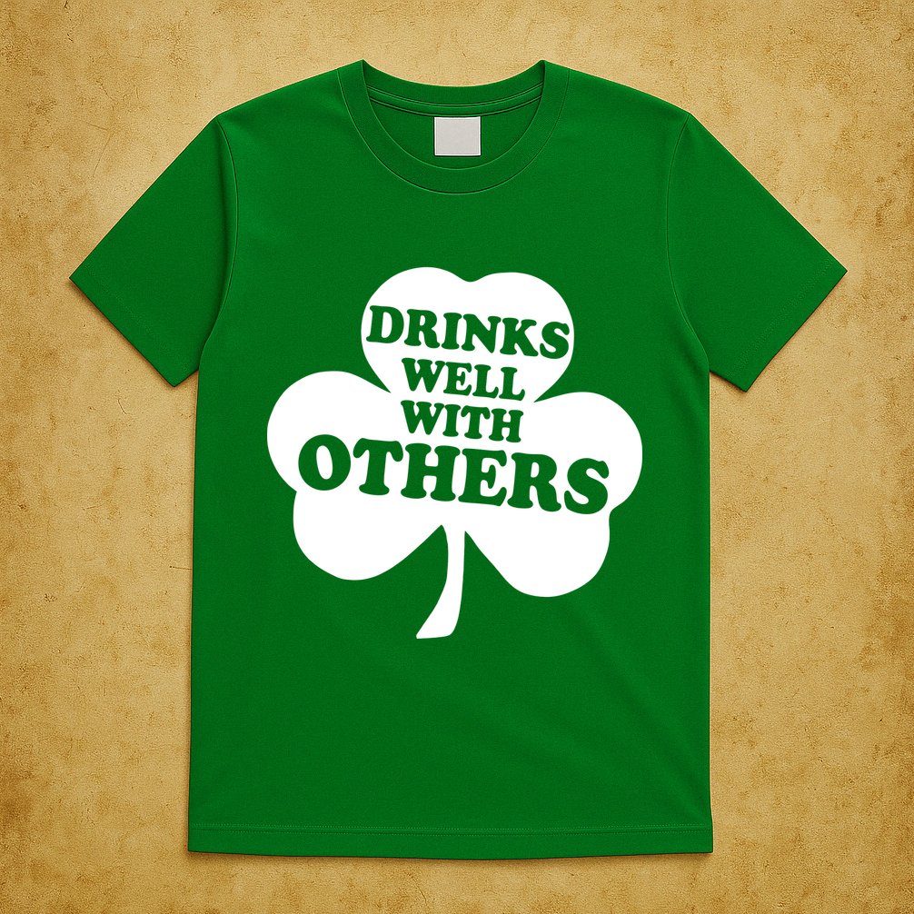 Drinks Well With Others Funny St. Patrick's Day Drinking T-Shirt