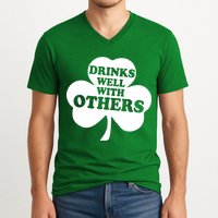 Drinks Well With Others Funny St. Patrick's Day Drinking V-Neck T-Shirt