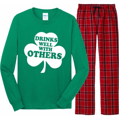 Drinks Well With Others Funny St. Patrick's Day Drinking Long Sleeve Pajama Set