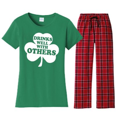 Drinks Well With Others Funny St. Patrick's Day Drinking Women's Flannel Pajama Set