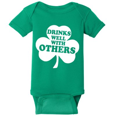 Drinks Well With Others Funny St. Patrick's Day Drinking Baby Bodysuit