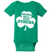 Drinks Well With Others Funny St. Patrick's Day Drinking Baby Bodysuit