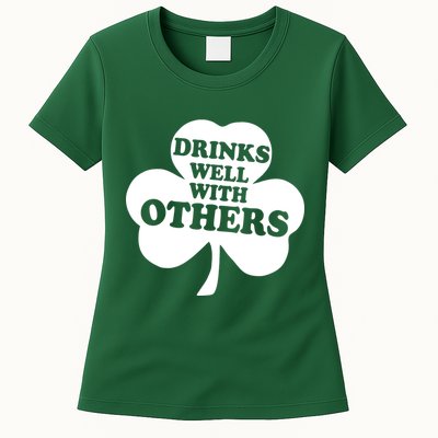 Drinks Well With Others Funny St. Patrick's Day Drinking Womens T-Shirt