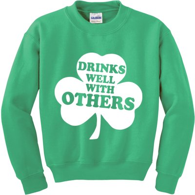 Drinks Well With Others Funny St. Patrick's Day Drinking Kids Sweatshirt