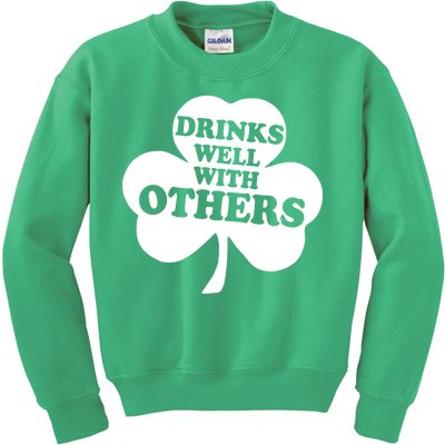 Drinks Well With Others Funny St. Patrick's Day Drinking Kids Sweatshirt