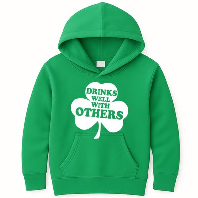 Drinks Well With Others Funny St. Patrick's Day Drinking Kids Hoodie