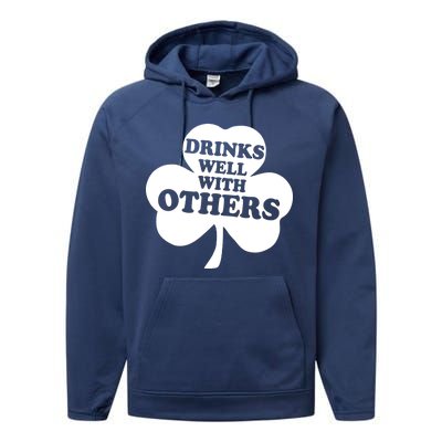 Drinks Well With Others Funny St. Patrick's Day Drinking Performance Fleece Hoodie