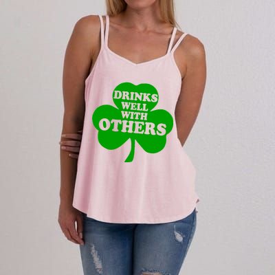 Drinks Well With Others Funny St. Patrick's Day Drinking Women's Strappy Tank