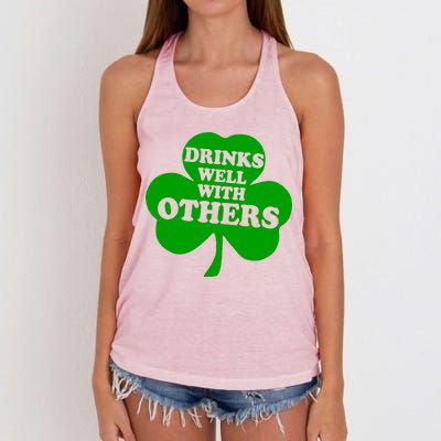 Drinks Well With Others Funny St. Patrick's Day Drinking Women's Knotted Racerback Tank