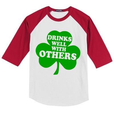 Drinks Well With Others Funny St. Patrick's Day Drinking Kids Colorblock Raglan Jersey