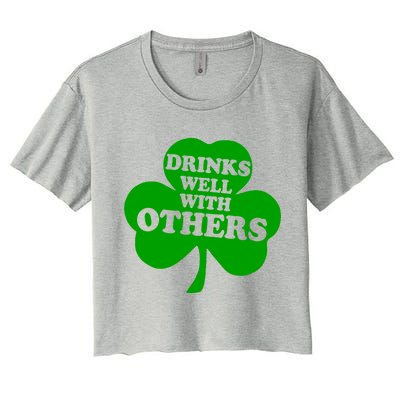 Drinks Well With Others Funny St. Patrick's Day Drinking Women's Crop Top Tee