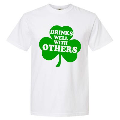 Drinks Well With Others Funny St. Patrick's Day Drinking Garment-Dyed Heavyweight T-Shirt