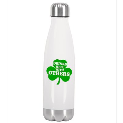 Drinks Well With Others Funny St. Patrick's Day Drinking Stainless Steel Insulated Water Bottle