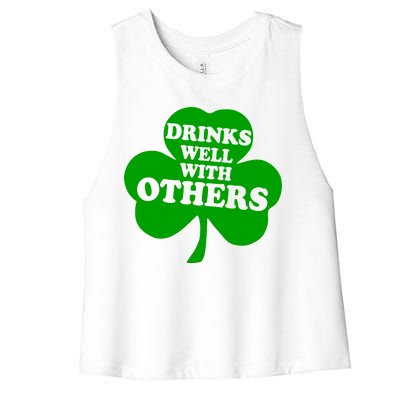 Drinks Well With Others Funny St. Patrick's Day Drinking Women's Racerback Cropped Tank