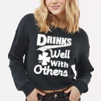 Drinks Well With Others St. Patrick's Day Cropped Pullover Crew