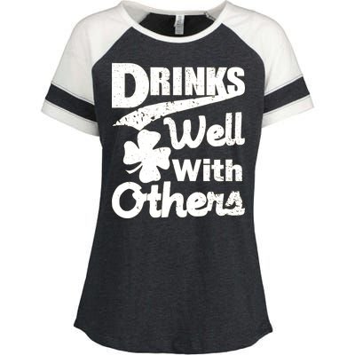 Drinks Well With Others St. Patrick's Day Enza Ladies Jersey Colorblock Tee