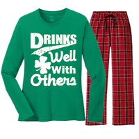 Drinks Well With Others St. Patrick's Day Women's Long Sleeve Flannel Pajama Set 