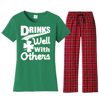 Drinks Well With Others St. Patrick's Day Women's Flannel Pajama Set