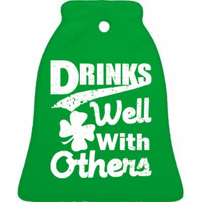 Drinks Well With Others St. Patrick's Day Ceramic Bell Ornament