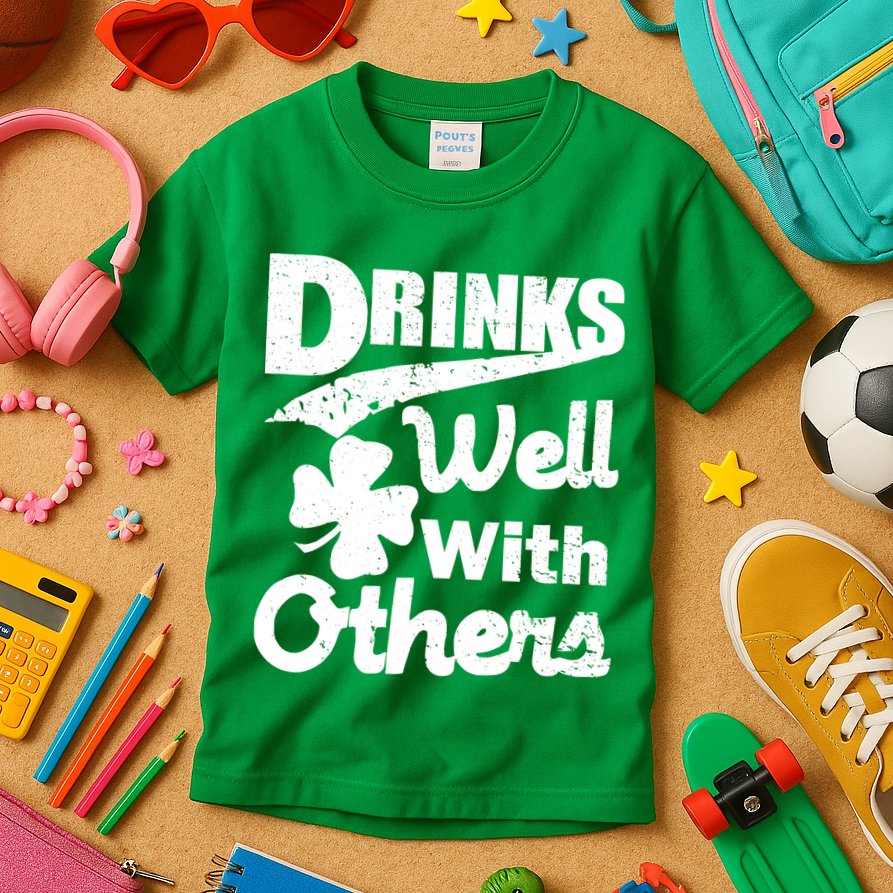 Drinks Well With Others St. Patrick's Day Kids T-Shirt