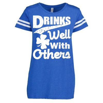 Drinks Well With Others St. Patrick's Day Enza Ladies Jersey Football T-Shirt