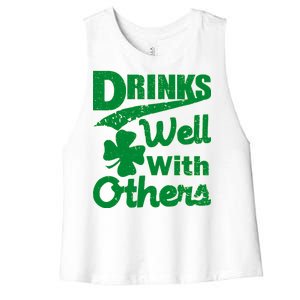 Drinks Well With Others St. Patrick's Day Women's Racerback Cropped Tank