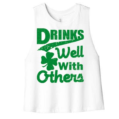 Drinks Well With Others St. Patrick's Day Women's Racerback Cropped Tank