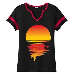 Dripping Sunset Ladies Halftime Notch Neck Tee