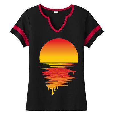 Dripping Sunset Ladies Halftime Notch Neck Tee