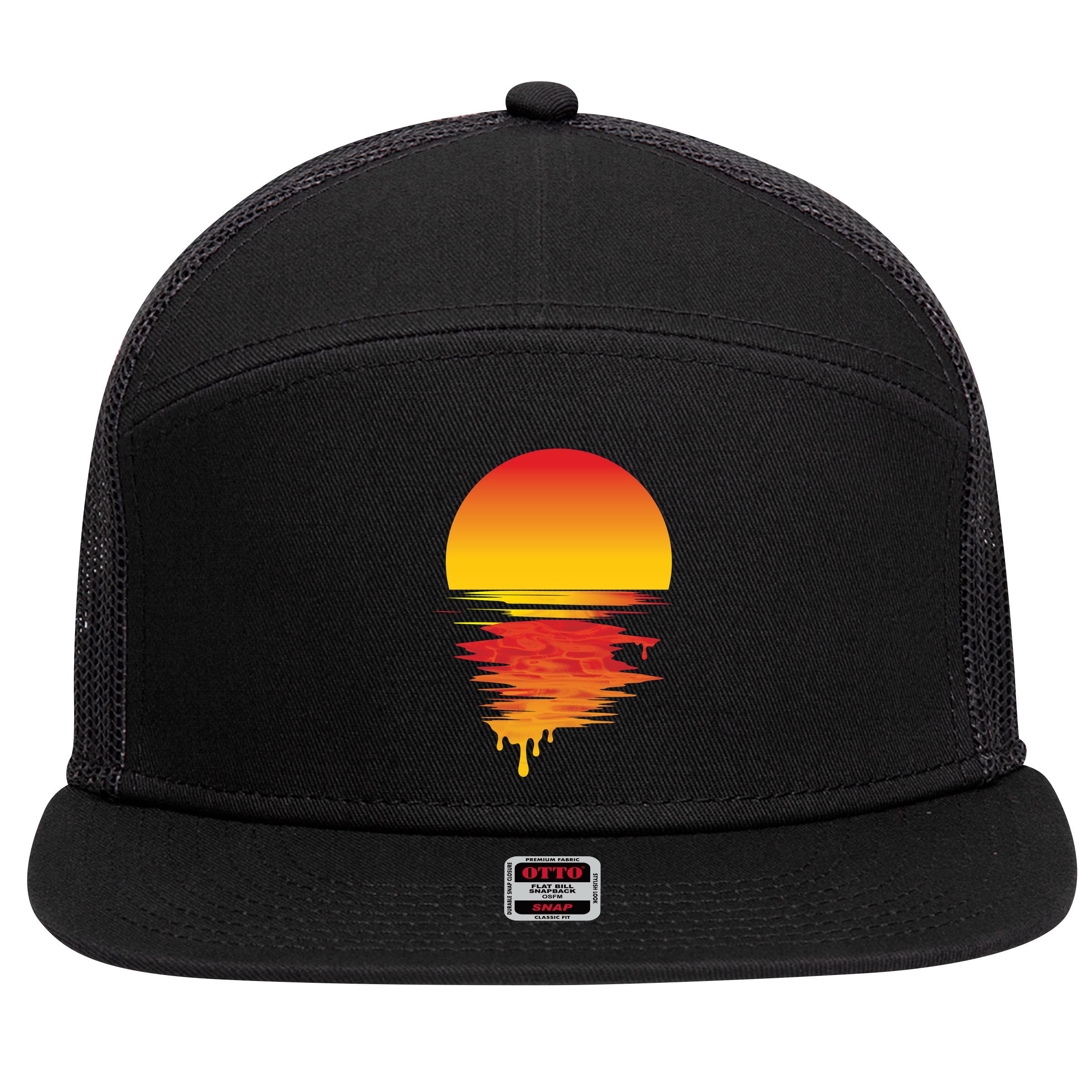 Dripping Sunset 7 Panel Mesh Trucker Snapback Hat