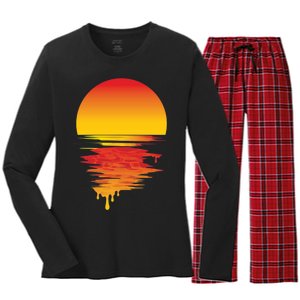 Dripping Sunset Women's Long Sleeve Flannel Pajama Set 