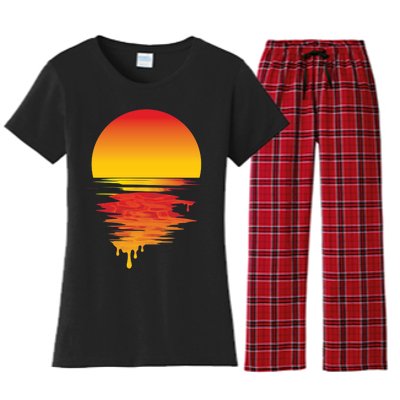 Dripping Sunset Women's Flannel Pajama Set