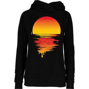 Dripping Sunset Womens Funnel Neck Pullover Hood