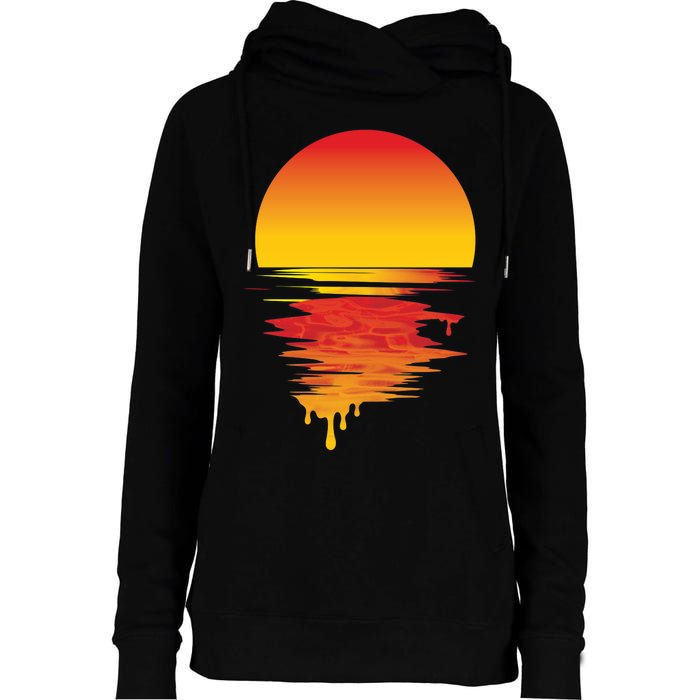 Dripping Sunset Womens Funnel Neck Pullover Hood