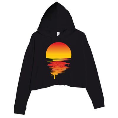 Dripping Sunset Crop Fleece Hoodie