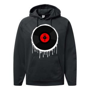 Dripping Vinyl Record Performance Fleece Hoodie