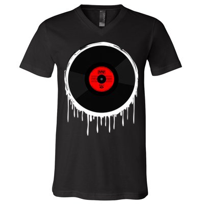 Dripping Vinyl Record V-Neck T-Shirt