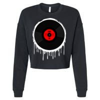 Dripping Vinyl Record Cropped Pullover Crew