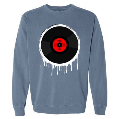 Dripping Vinyl Record Garment-Dyed Sweatshirt