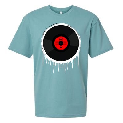 Dripping Vinyl Record Sueded Cloud Jersey T-Shirt