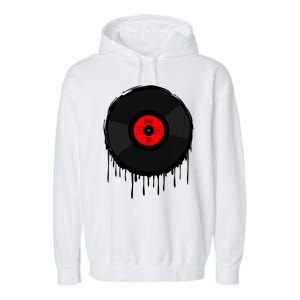 Dripping Vinyl Record Garment-Dyed Fleece Hoodie