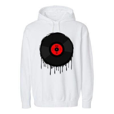 Dripping Vinyl Record Garment-Dyed Fleece Hoodie