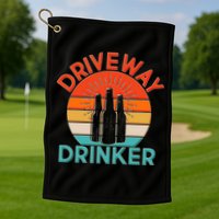 Driveway Drinker Retro Golf Towel