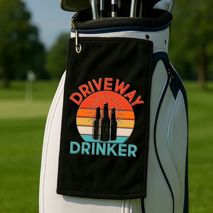 Driveway Drinker Retro Golf Towel