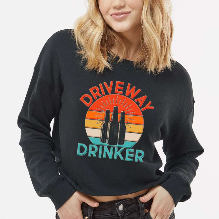 Driveway Drinker Retro Cropped Pullover Crew