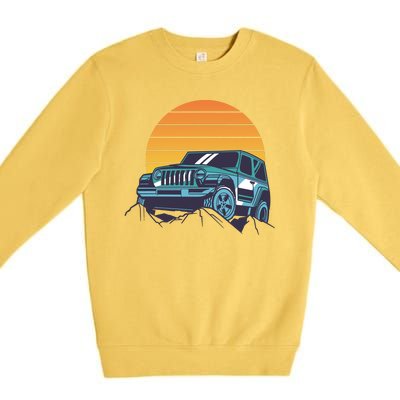 Driving In Sunset Retro Premium Crewneck Sweatshirt