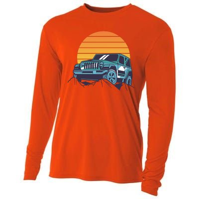 Driving In Sunset Retro Cooling Performance Long Sleeve Crew