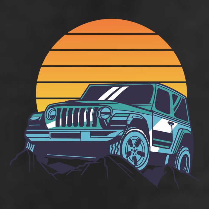 Driving In Sunset Retro 7 Panel Mesh Trucker Snapback Hat